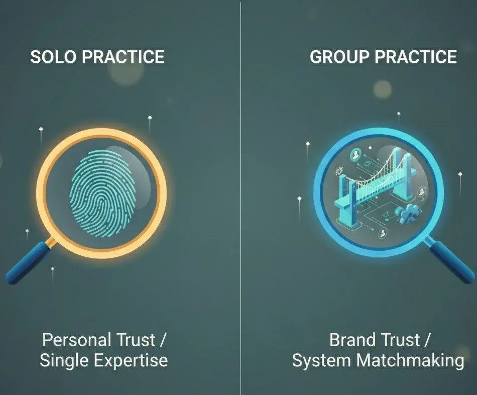 solo therapists vs group clinic counseling